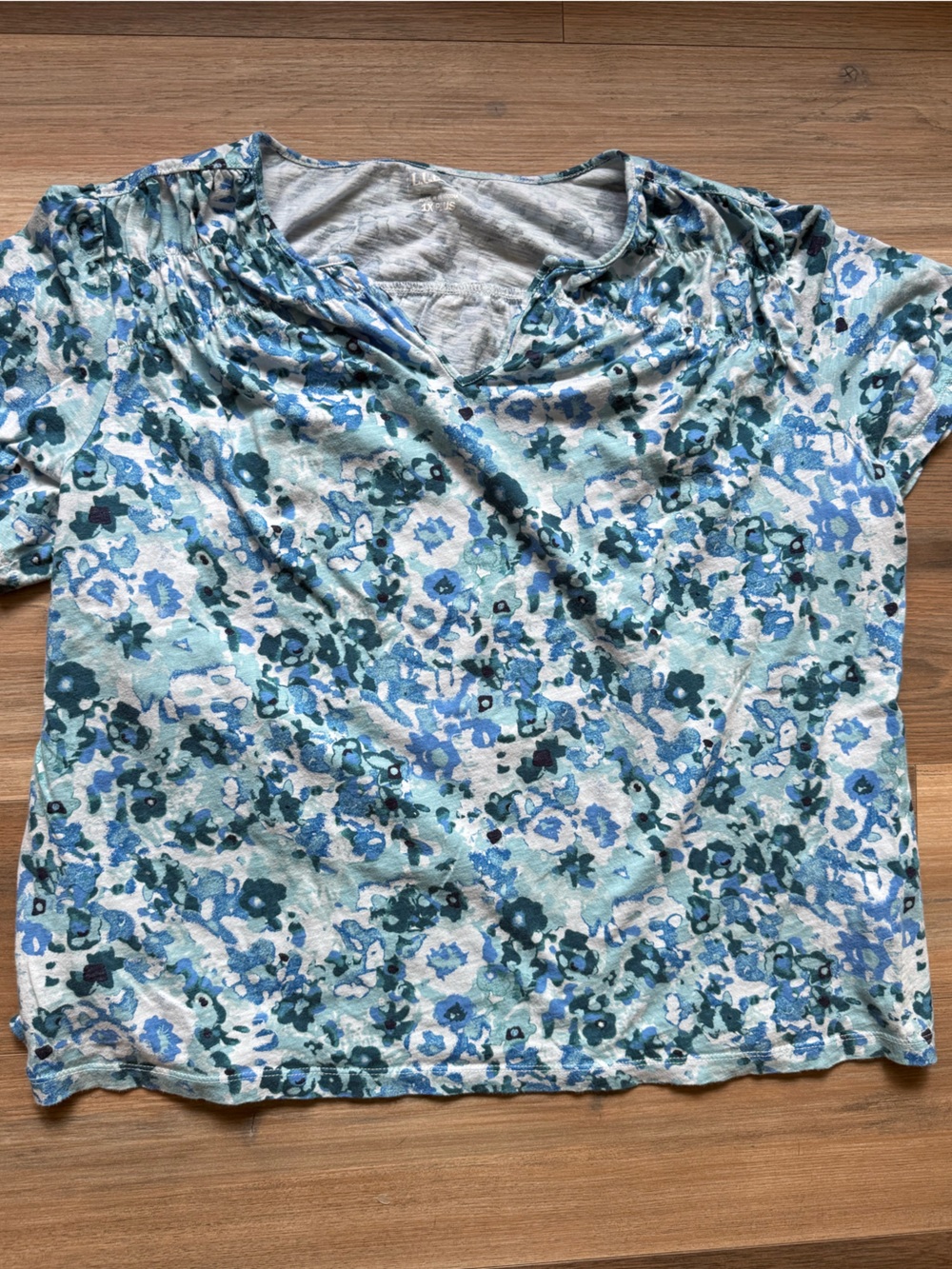 L.L. Bean Blue Floral cotton T-shirt